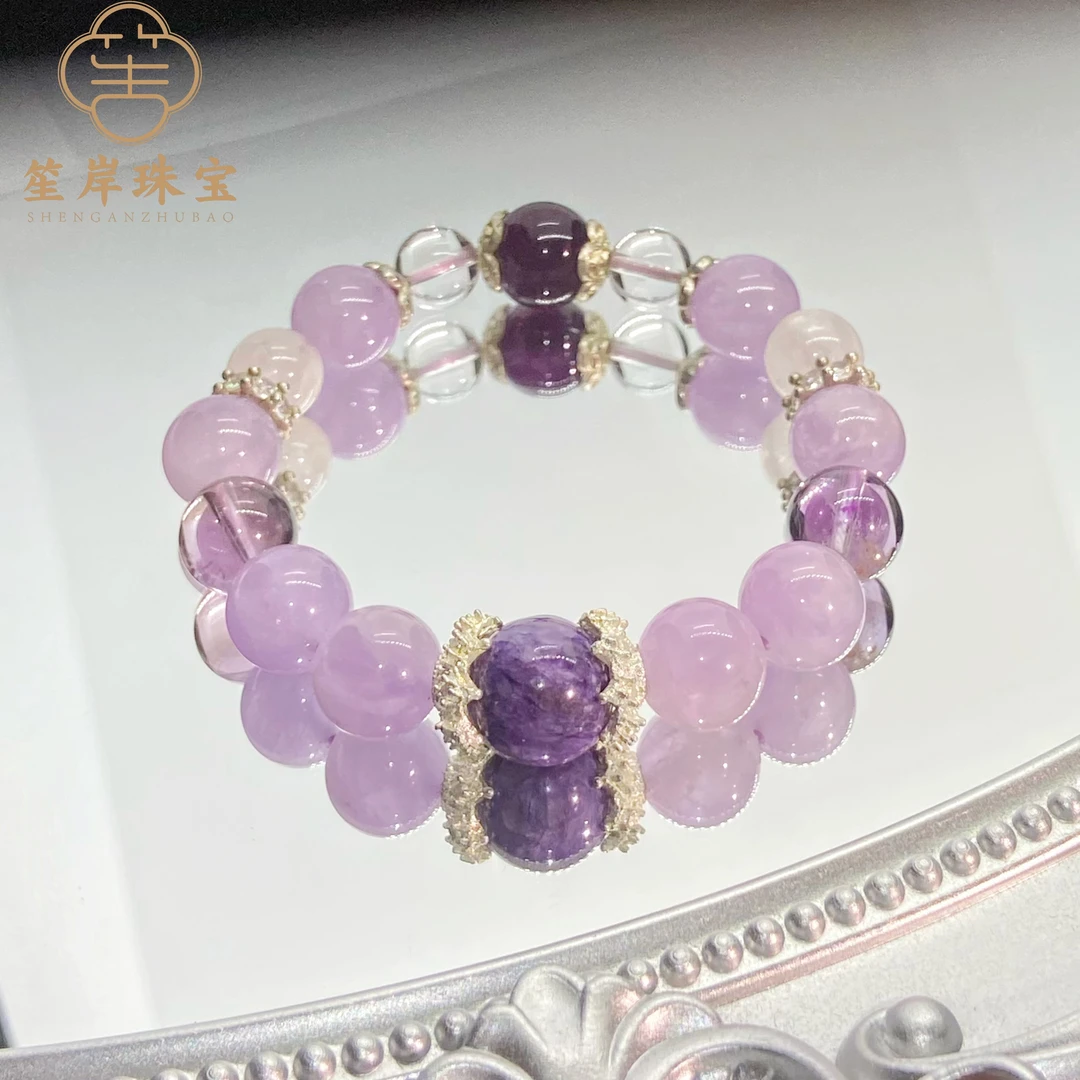 【探花榜】天然紫龙晶紫水晶手串薰衣草紫+雪花幽灵+白水晶乌拉圭紫