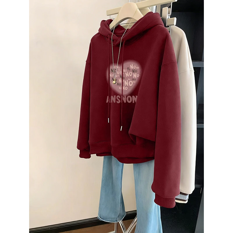 加绒加厚新年本命年卫衣女2026年新款连帽短款时尚洋气外套上衣潮