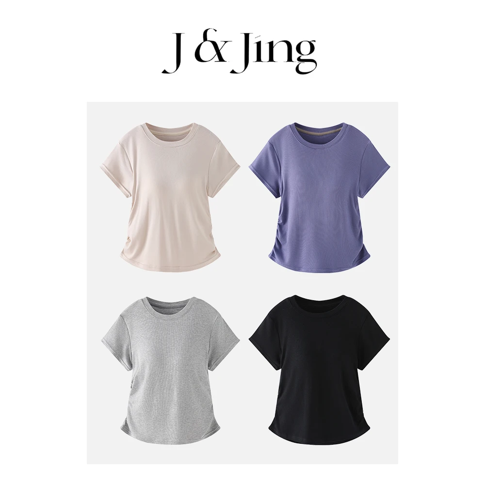 J&Jing-「舒适颜值并存」-春款上新~带胸垫显瘦打底短袖B05C06