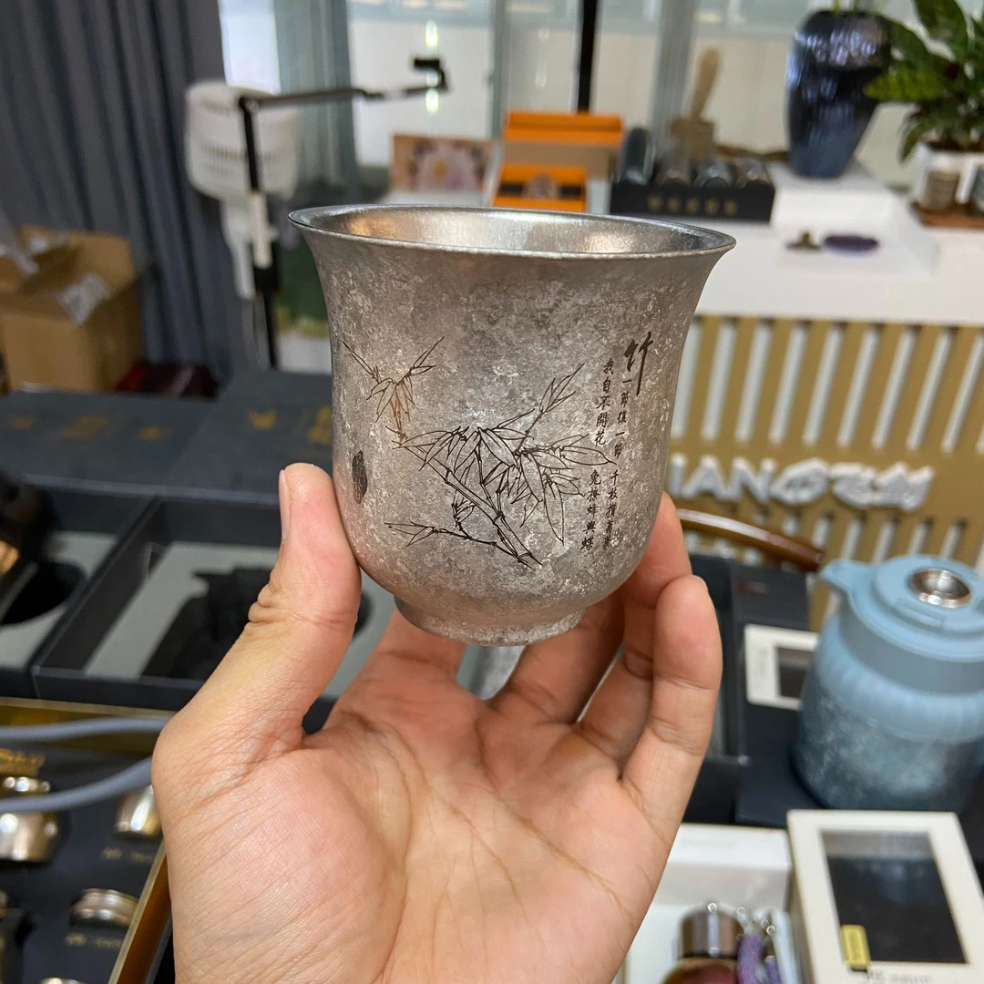 泰若云谷纯钛200ML主人杯彩钛双层防烫户外旅行便携茶具泡茶品茗