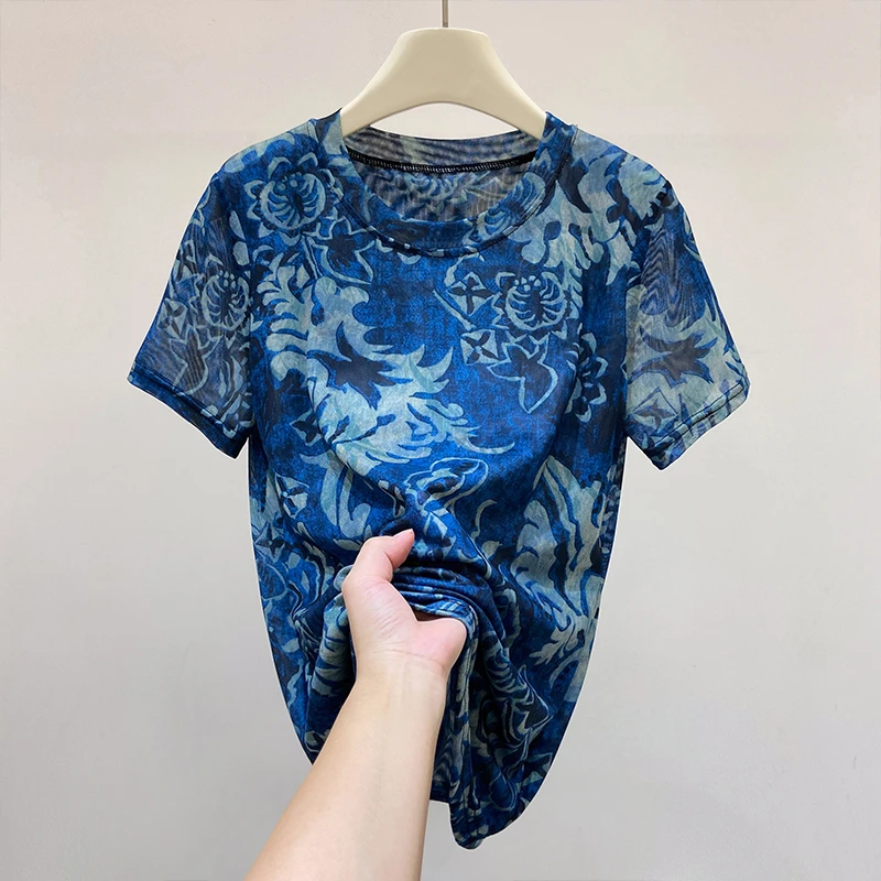 8220#高贵上档次小衫2025新款潮流气质时尚显瘦网纱打底衫上衣