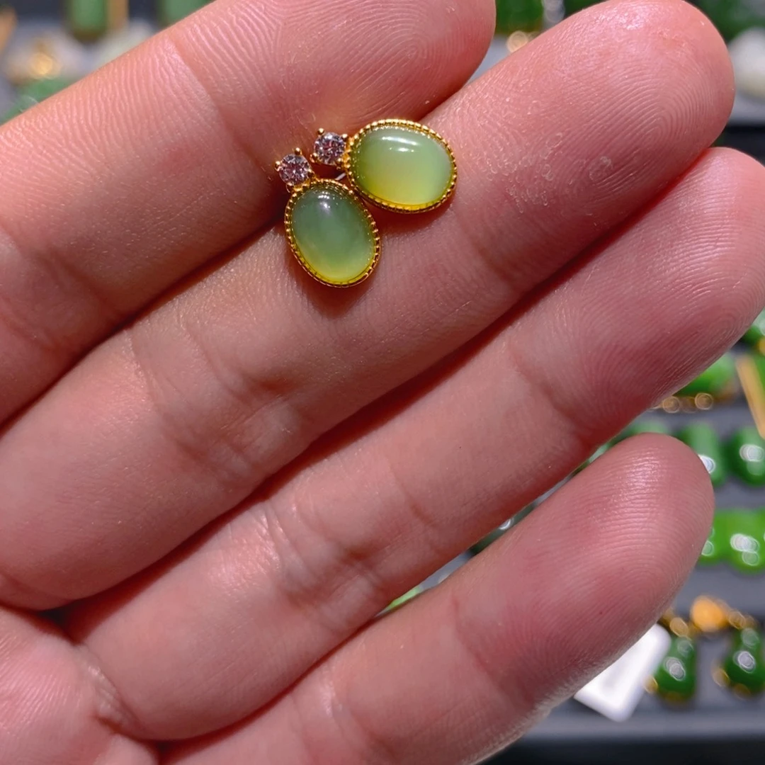 手链银S925镶嵌和田玉（碧玉）