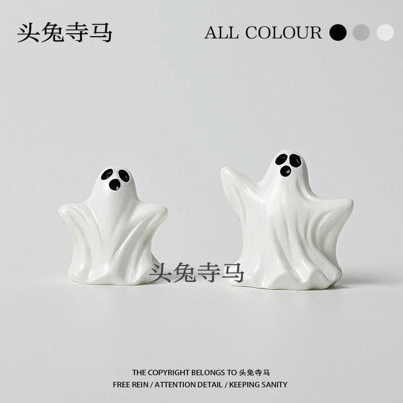 ‘无聊和大小白色幽灵玩’暗黑风树脂桌面车摆件车载装饰送人礼物
