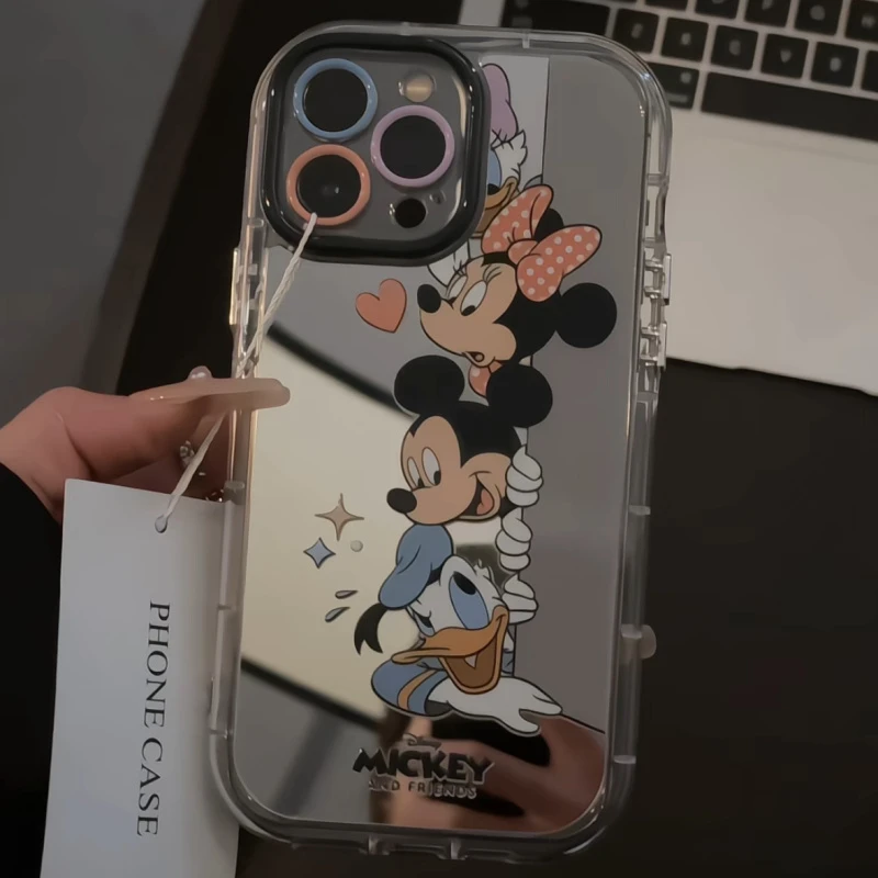 适用苹果16镜面奶油iPhone15手机壳mate70华为p60米奇叠叠乐14pro