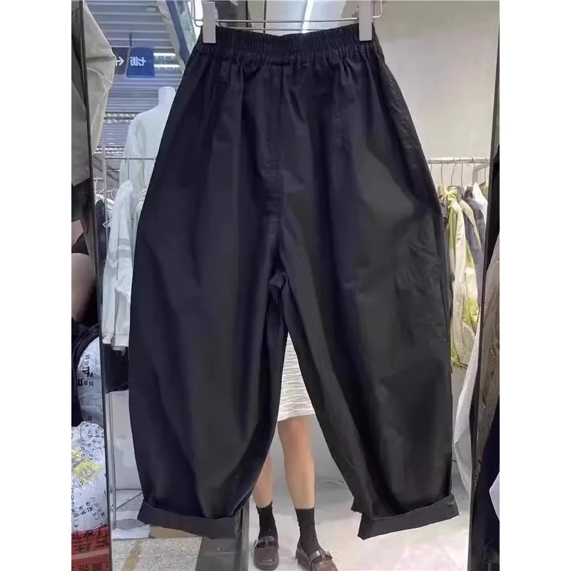 大码300斤美式宽松抽褶休闲裤夏季新款复古遮肉薄款老爹哈伦裤女