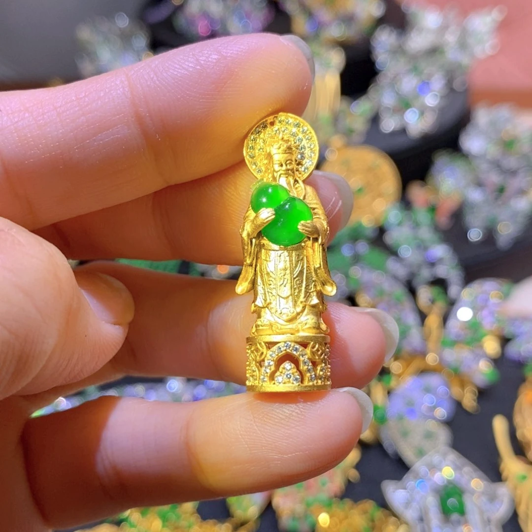 吊坠(不含链)银S925镶嵌翡翠