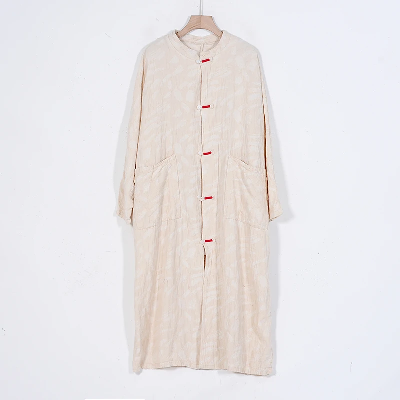 【蓉哥出品】亚麻提花盘扣外披8192