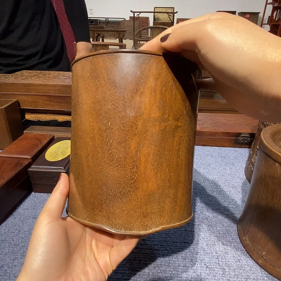 香榧木老**志花梨笔筒素面16口径