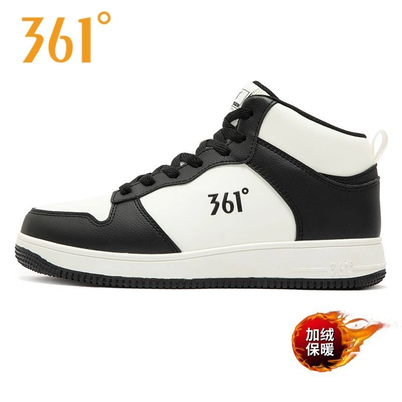 361°男款加绒板鞋2024冬季新款运动鞋百搭正品学生休闲鞋加毛鞋