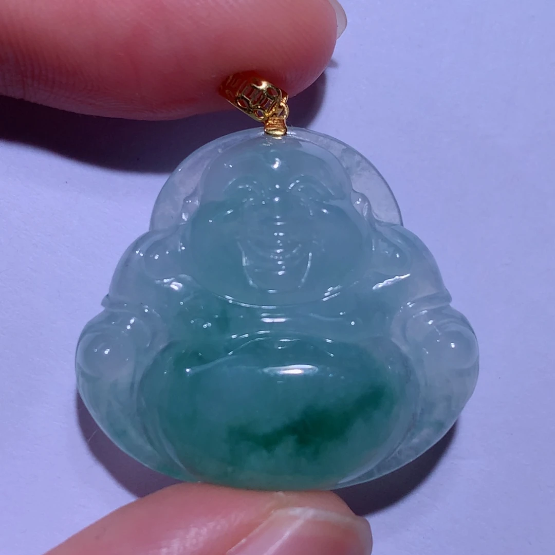 翡翠颈饰18K金镶嵌佛公