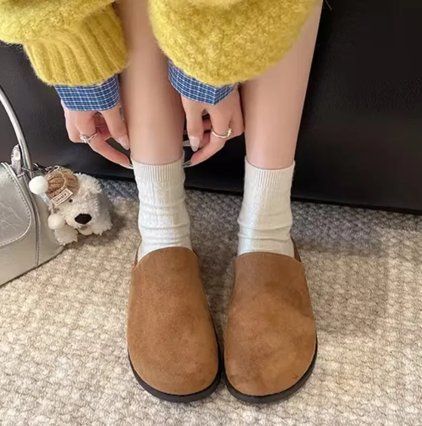 0012包头半拖鞋女秋冬季外穿新款简约懒人半拖