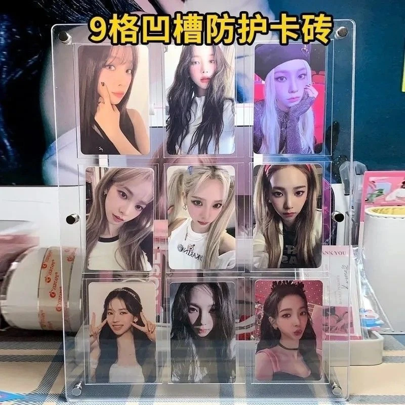 九宫格相框双面透明亚克力摆台三寸立牌收纳diy拍立得小卡展示架