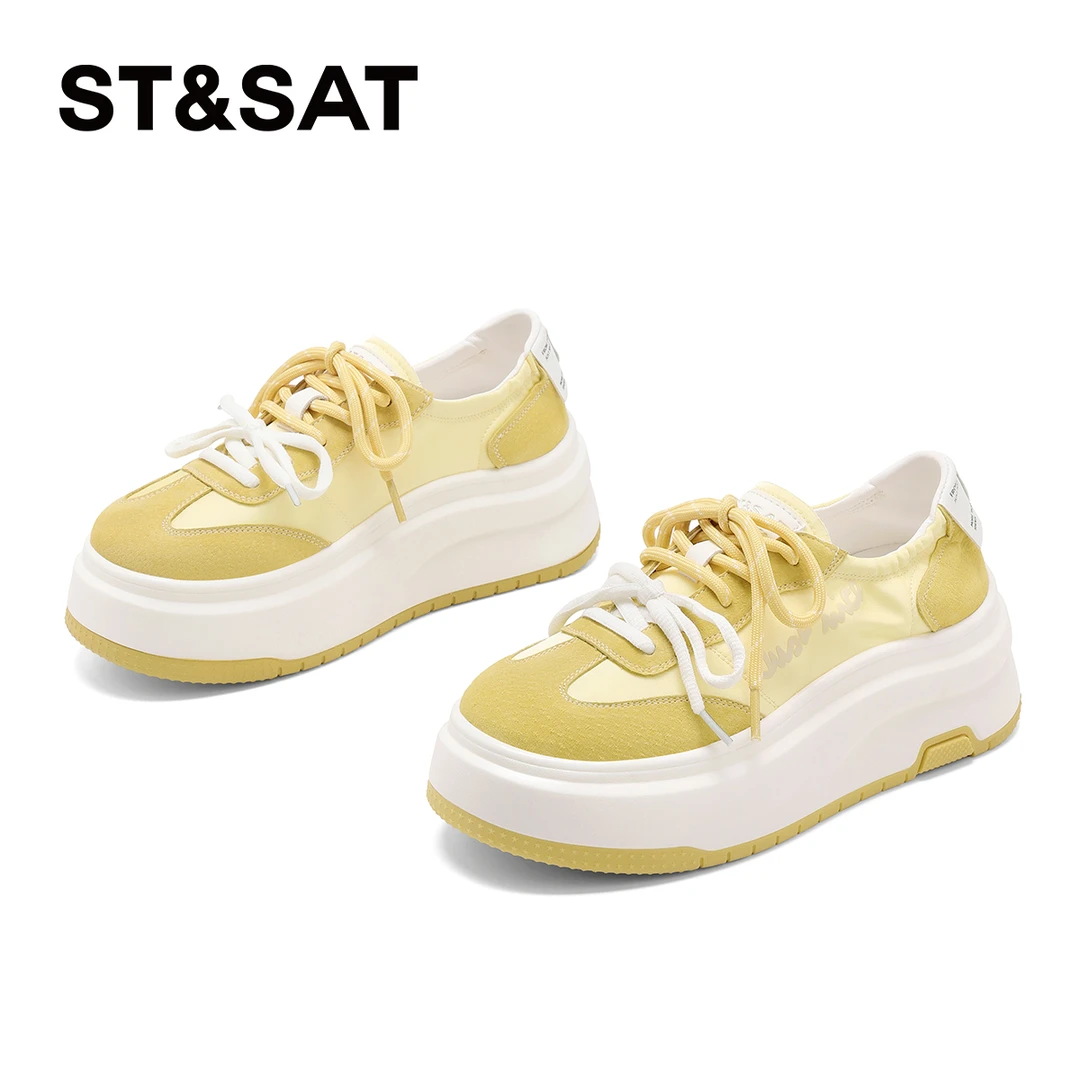 St&Sat/星期六轻奢时尚多巴胺百搭运动2025新款增高休闲德训鞋女