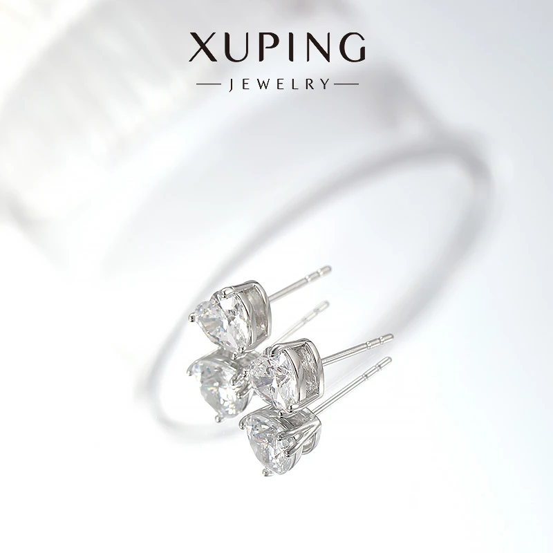 XUPING/旭平首饰 合金合成锆石耳饰 流光风爱心GDQ  X000769523