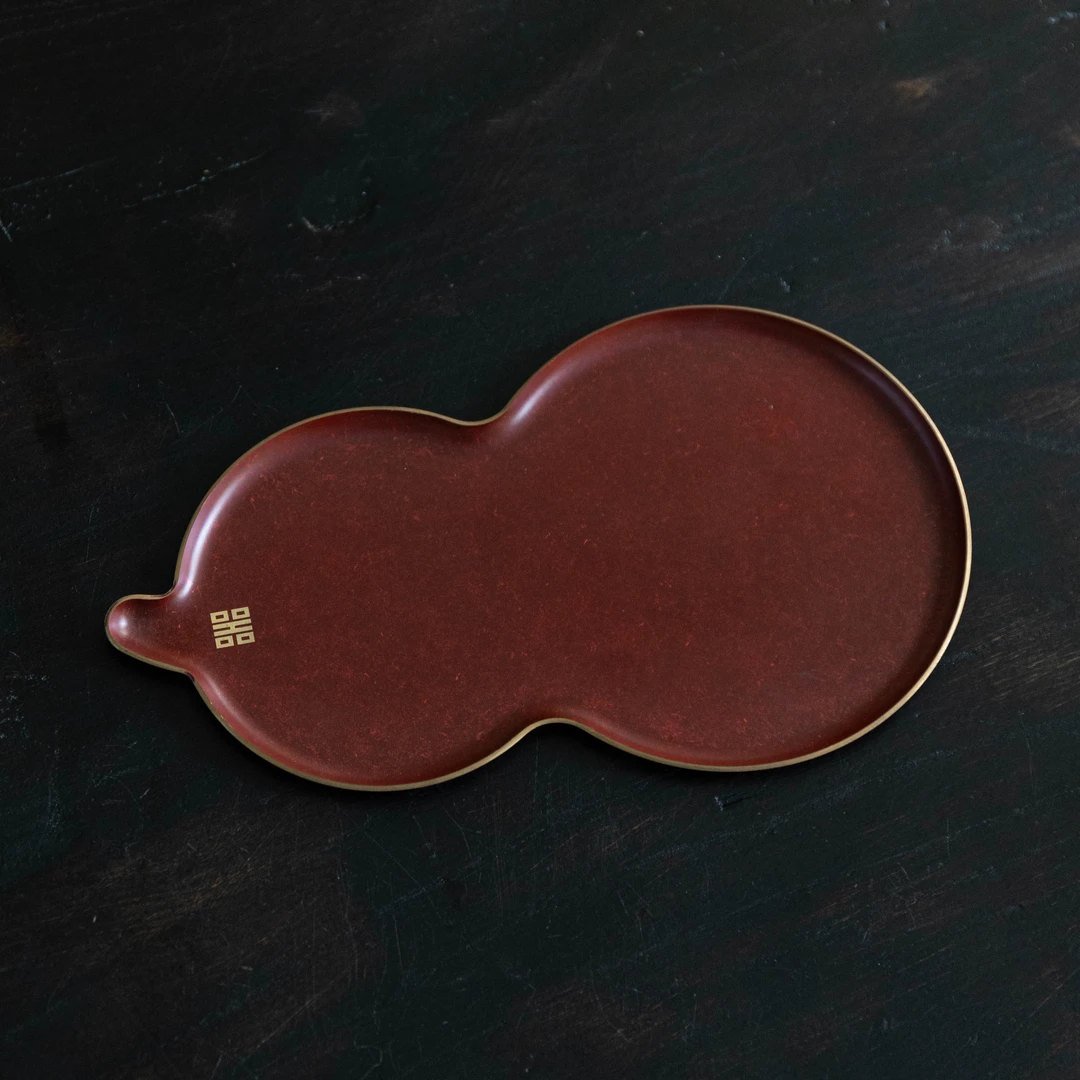 【云长】红色素面葫芦壶承 TMX0016