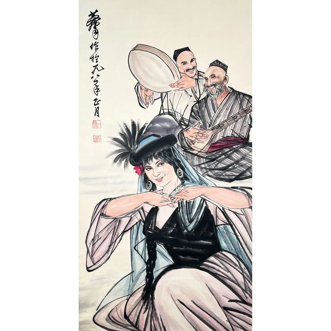 SZ1758-黄老绘画立轴136x67cm/约8平尺