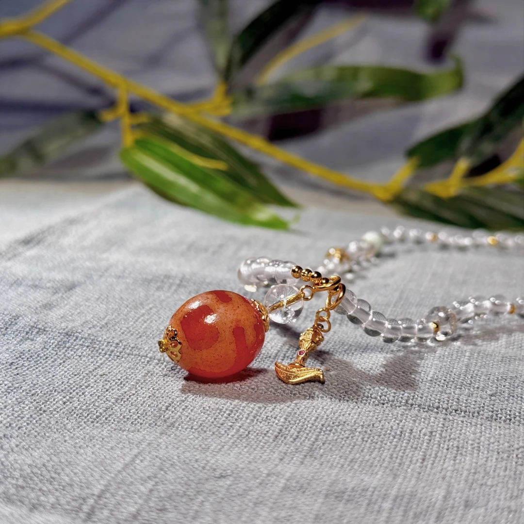 红肉宝瓶玛瑙吊坠项链（拉萨直发）DU250305102