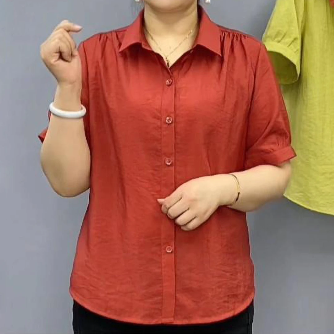 夏季新款时尚洋气百搭气质显瘦妈妈装宽松衬衣女士宽松减龄衬衫