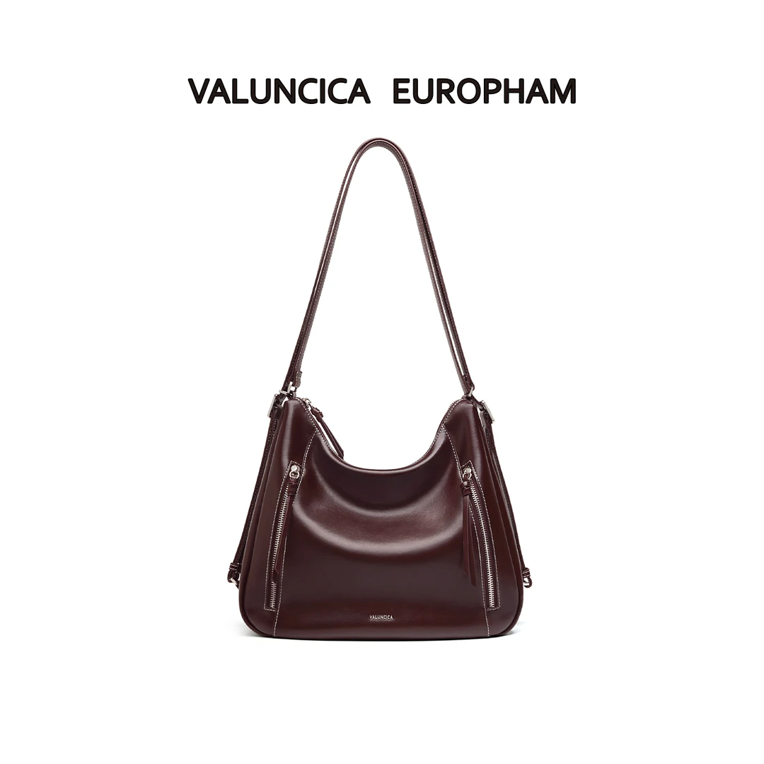 Valuncica/华伦西亚垂耳包新款大容量牛皮双肩包通勤斜挎托特包女