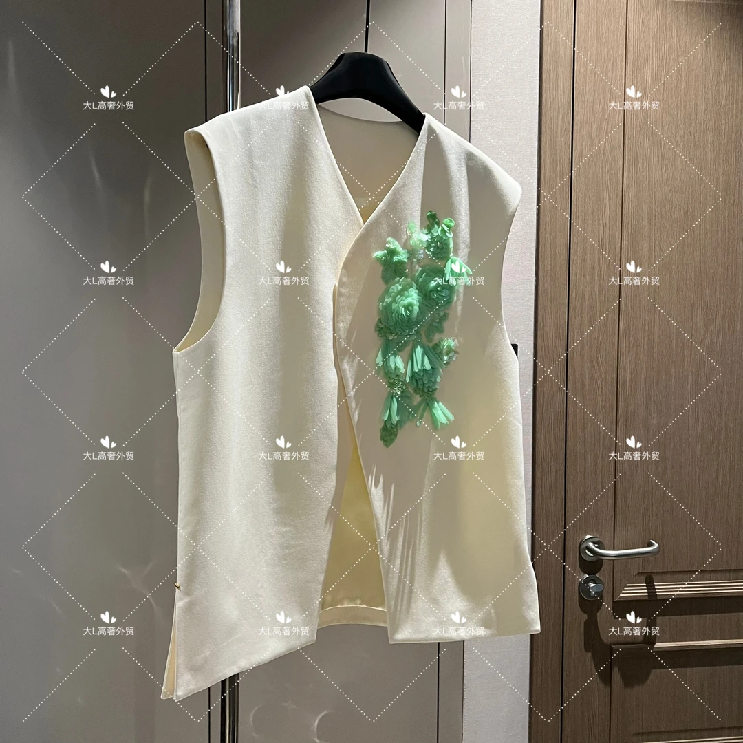 "春风遇柳“ 重磅外贸进口高奢重工百搭钉珠亮片无袖马夹背心