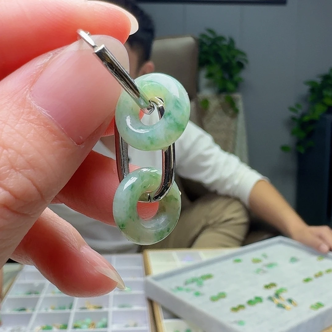 翡翠银S925镶嵌耳饰多样性发货其一