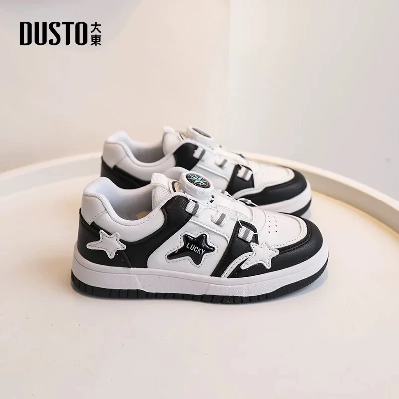 大东中童休闲鞋童鞋2025春季新款时尚简约轻便平底旋扭扣圆头1482