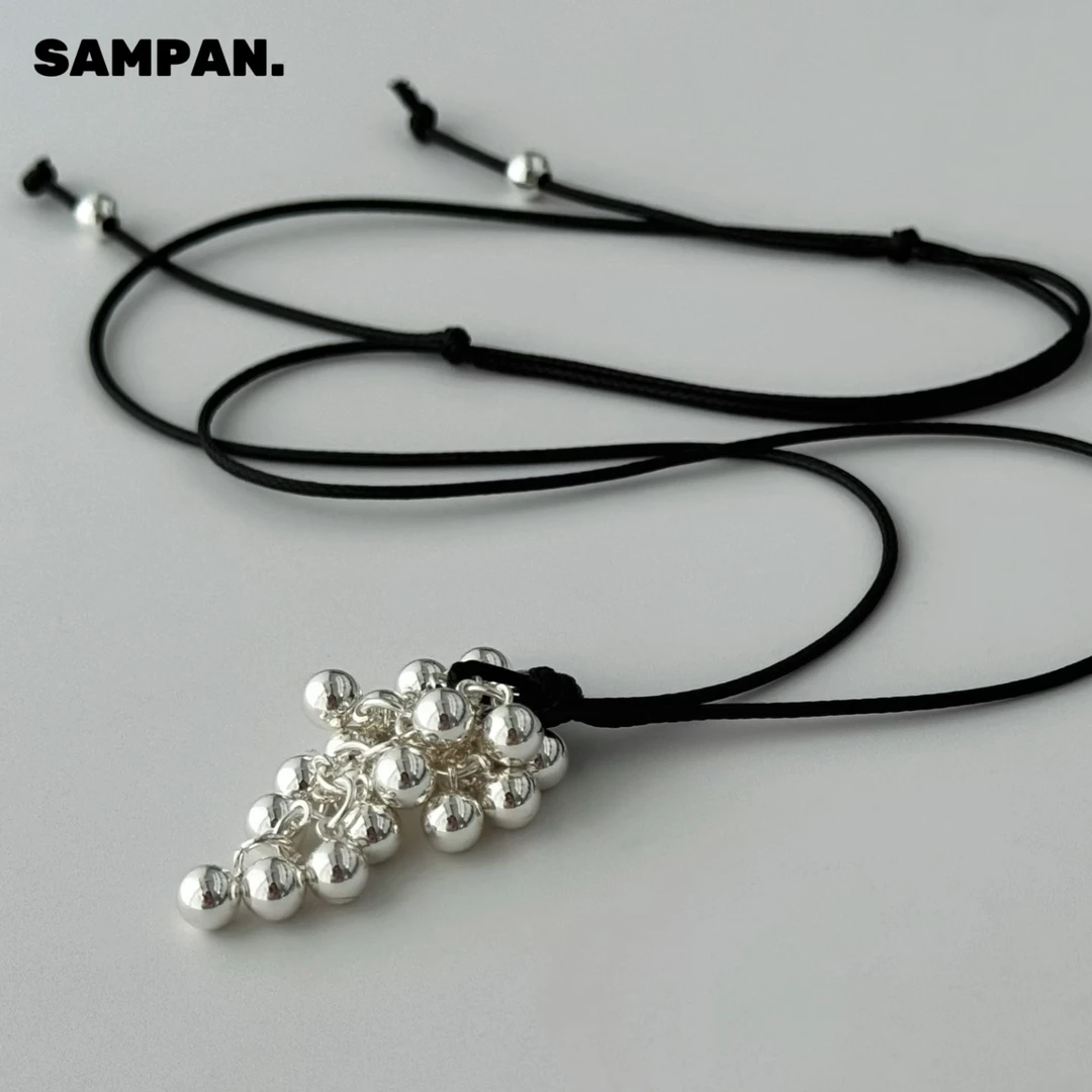 非金属皮质项链 SAMPAN小众设计手工串珠长款项链轻奢高级毛衣链