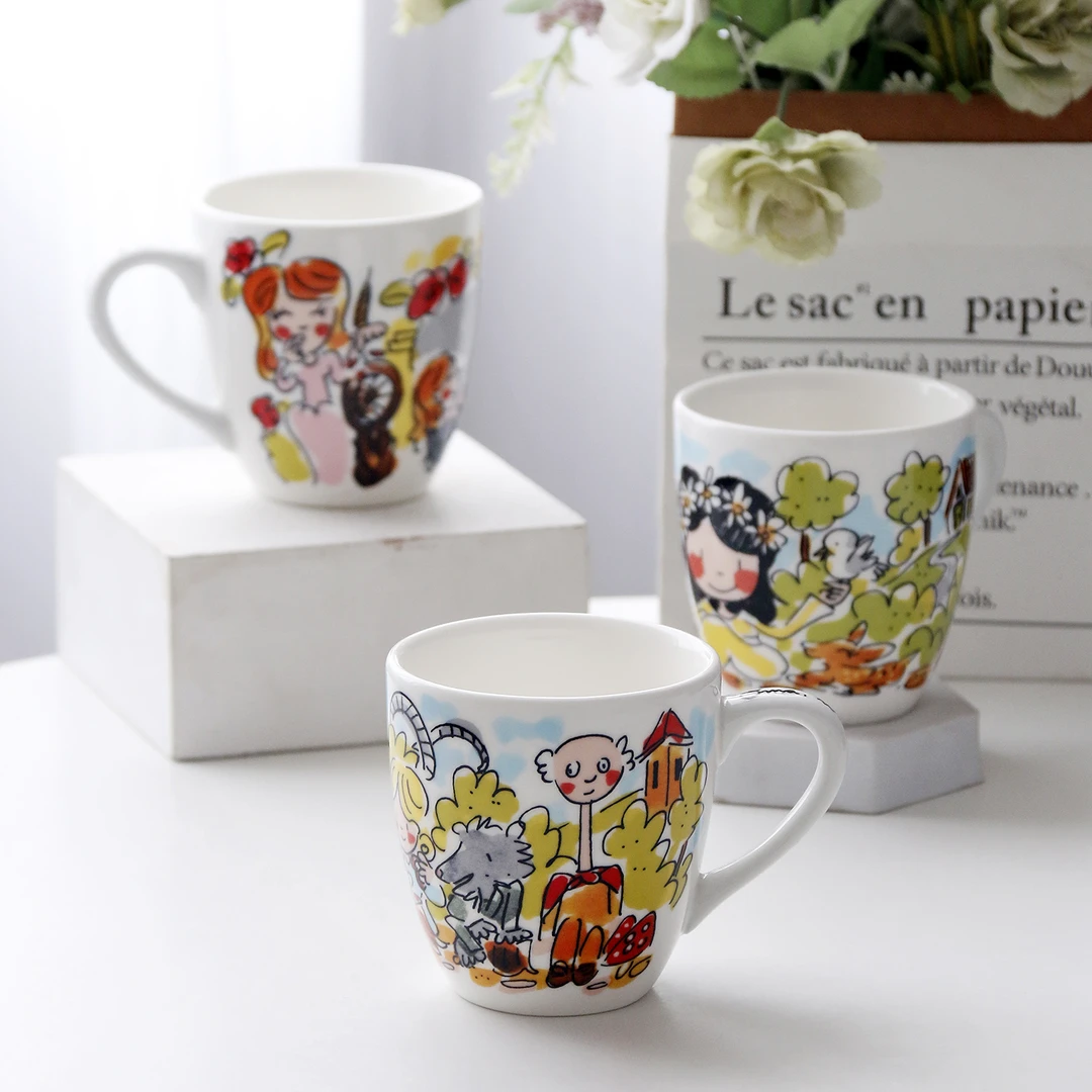 卡通250毫升小容量水杯 可爱家用陶瓷小号马克杯果汁杯