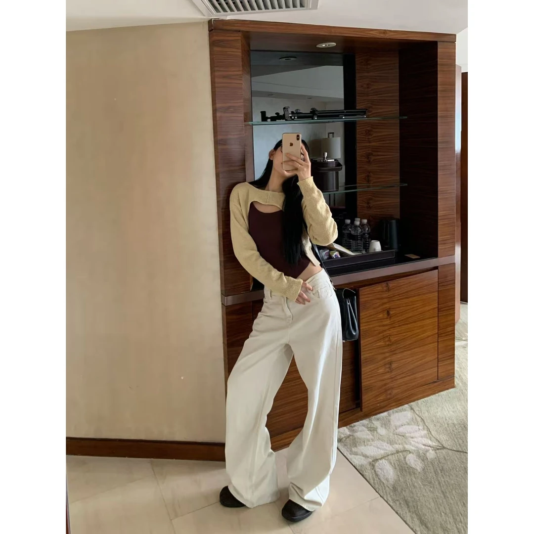 70不是七十【冰川白牛】初秋韩版气质宽松长裤