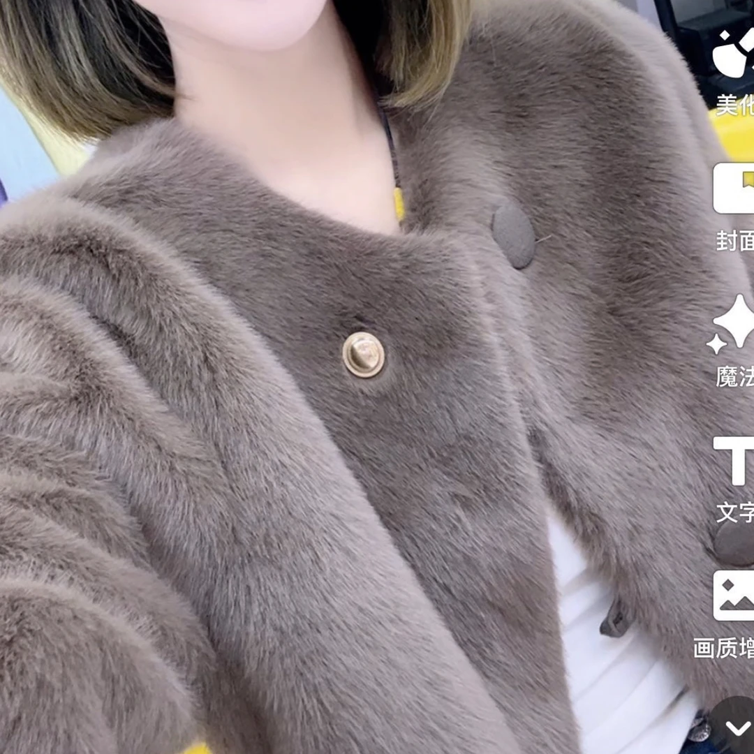 408款双排扣毛毛外套