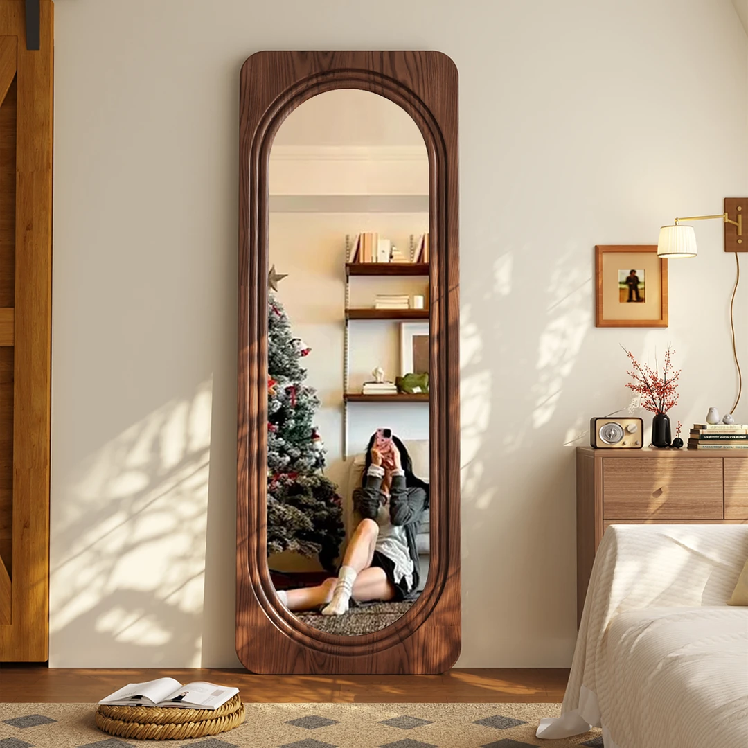 ins风全身镜落地镜家用镜子挂墙卧室穿衣镜高级大镜子可移动镜子