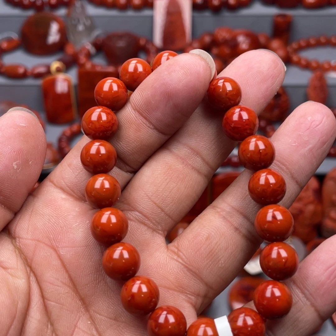 南红玛瑙未镶嵌珠宝奇石单圈9➕