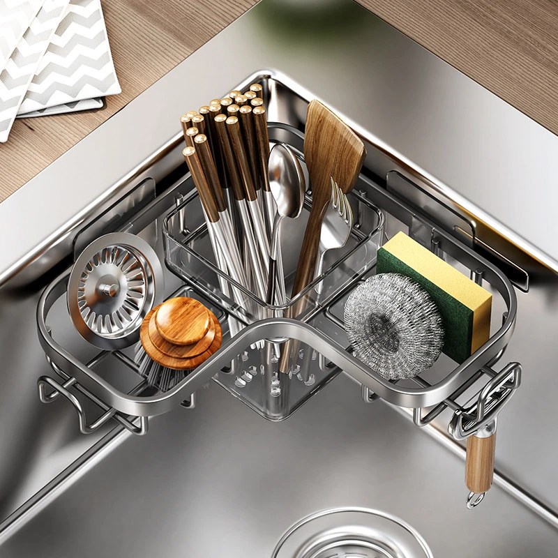 厨房水龙头置物架水槽洗碗池沥水篮多功能抹布海绵筷子筷笼收纳架