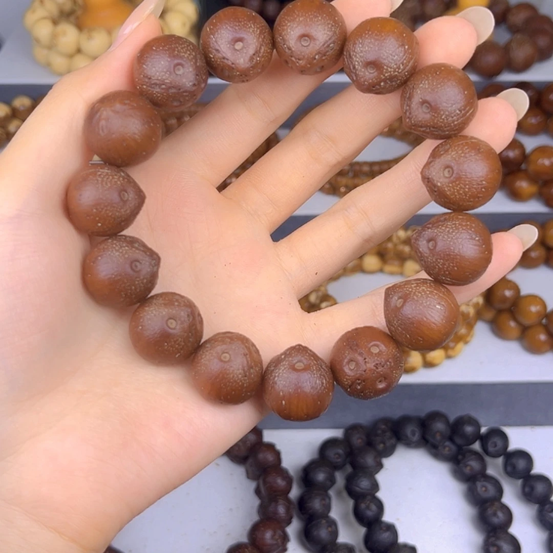 紫金鼠手串原皮正圆巴西籽嘎嘎油