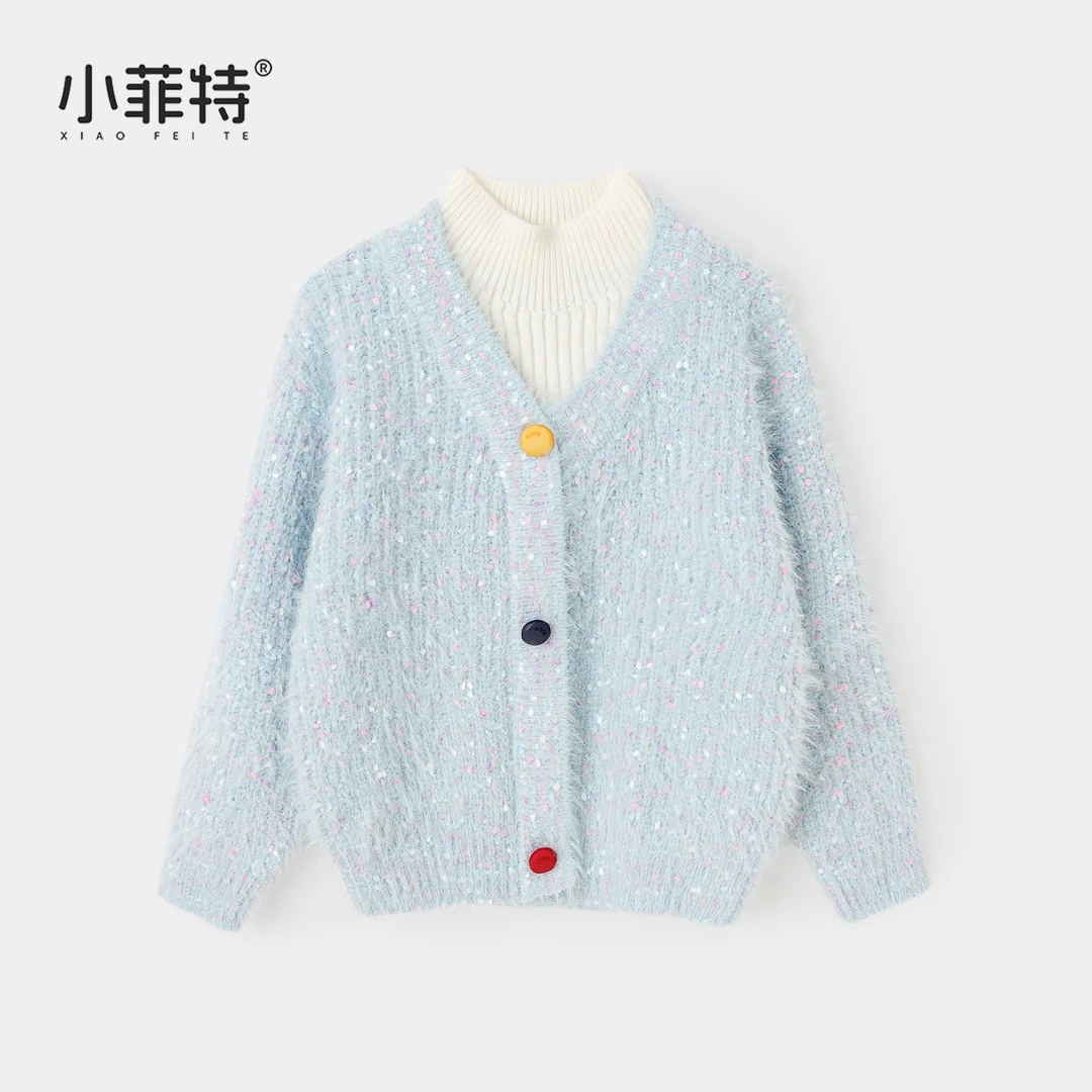 小菲特女童冬装加厚毛衣中大童保暖上衣儿童休闲针织衫MFYD57542
