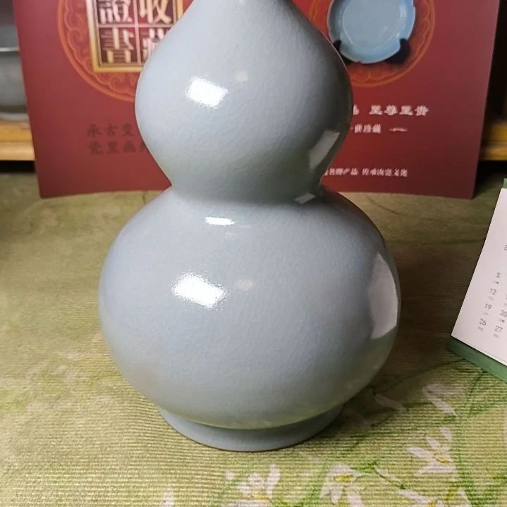 清凉寺汝瓷仿古釉纯手工微瑕葫芦瓶