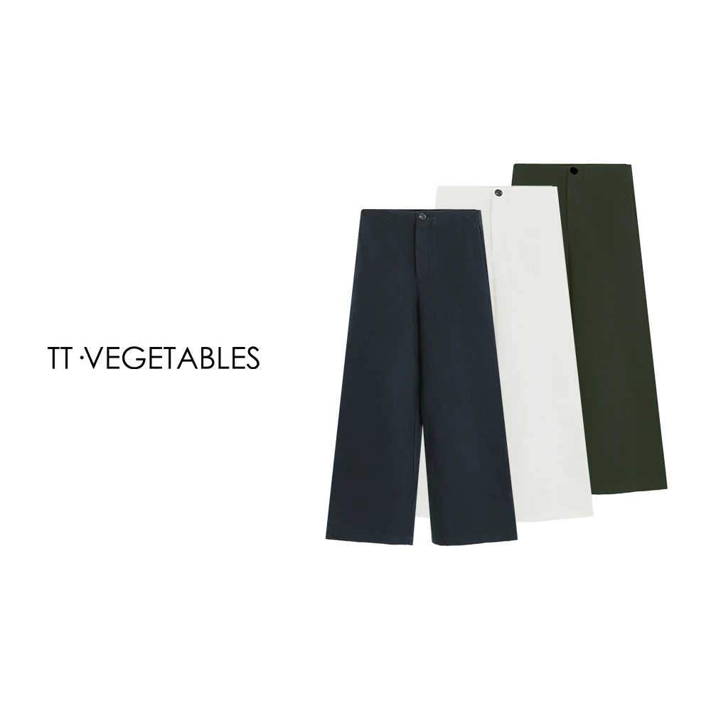 噢芬/小个子【既白】 纯棉高腰长裤休闲裤镰刀裤垂顺感裤子521616