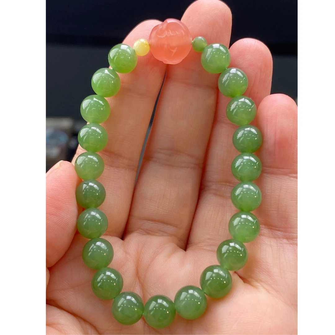 约7mm碧玉圆珠DIY佛头手串