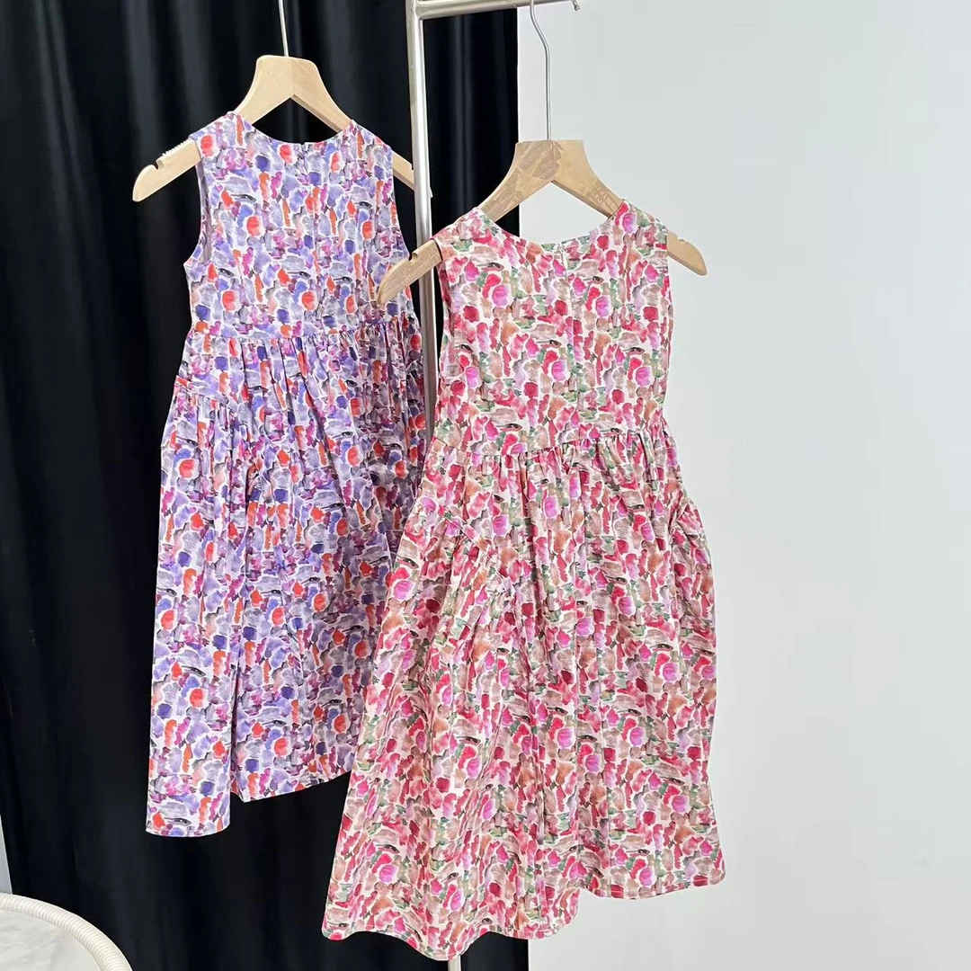 夏款两色连衣裙玫红色紫色 6221 禾系
