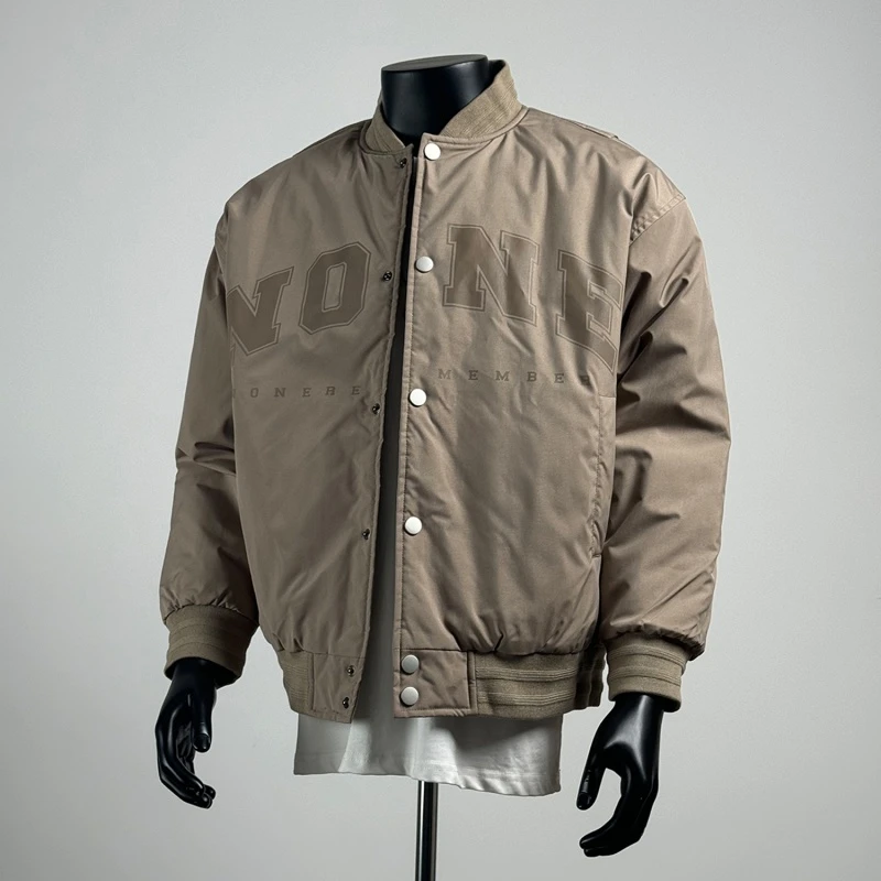 CATIA SELI冬季字母印花棒球服棉衣男士加厚工装保暖百搭棒球棉服