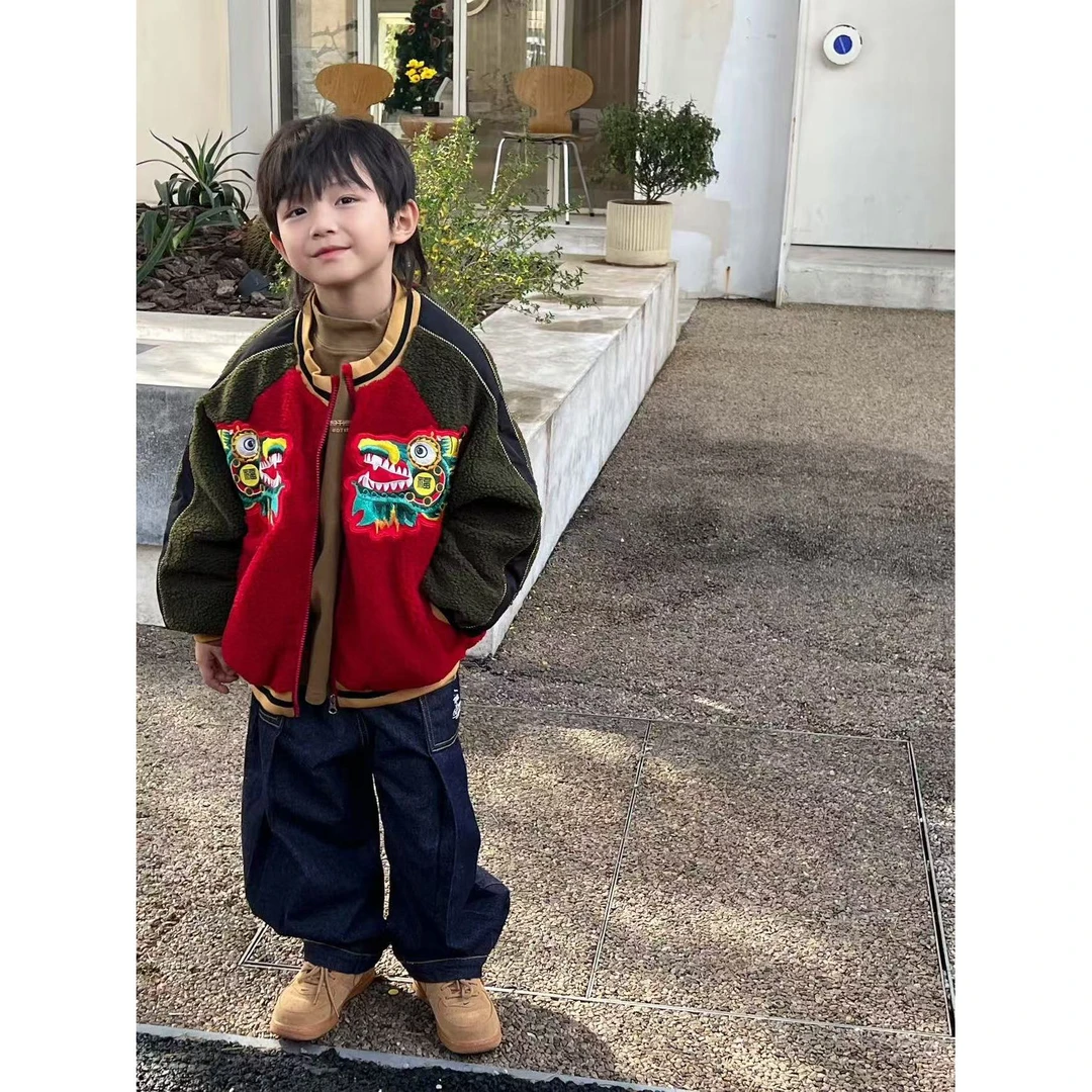 7350【绣花龙头】时尚休闲百搭冬季儿童毛绒外套