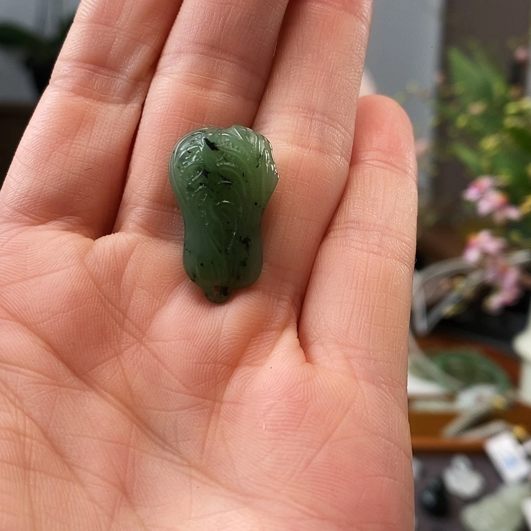 和田玉未镶嵌包链碧玉白菜