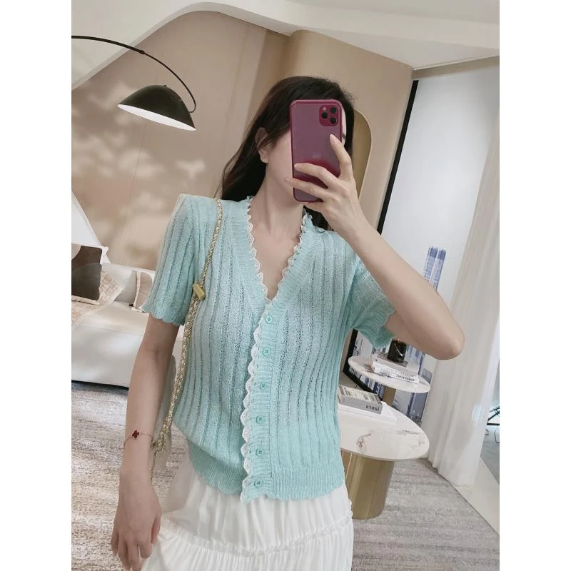 【金皇橦颜】波浪边镂空针织衫15191