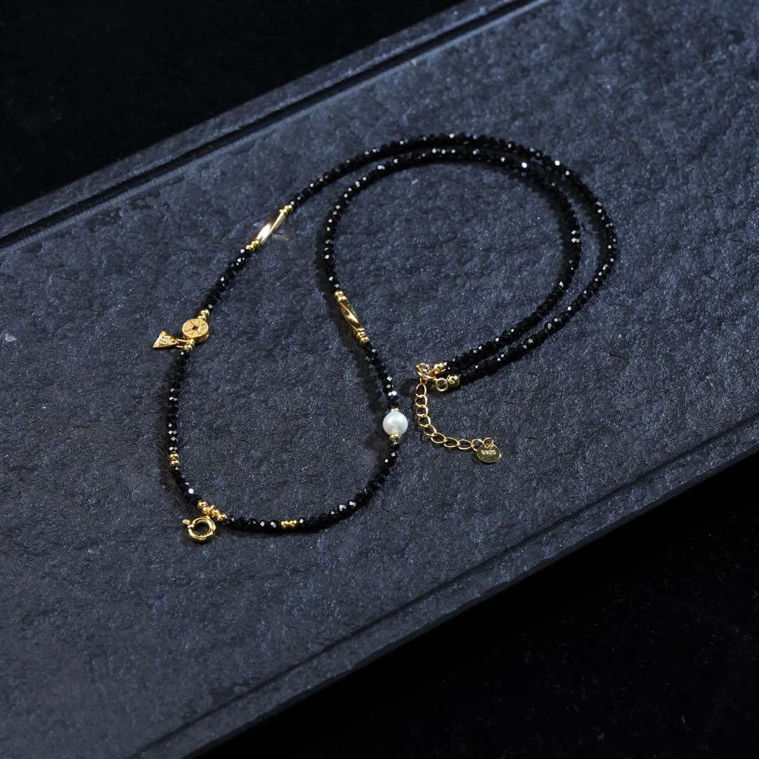 【思嘉】穿搭系列 山鬼花钱黑尖晶项链 | 多样性发一 AB0101