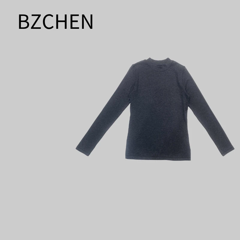 BZCHEN 原宿风长袖常规款有弹力INS风T恤针织舒适柔软