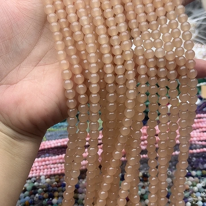 未镶嵌玛瑙/玉髓珠宝半成品2条6mm藕粉