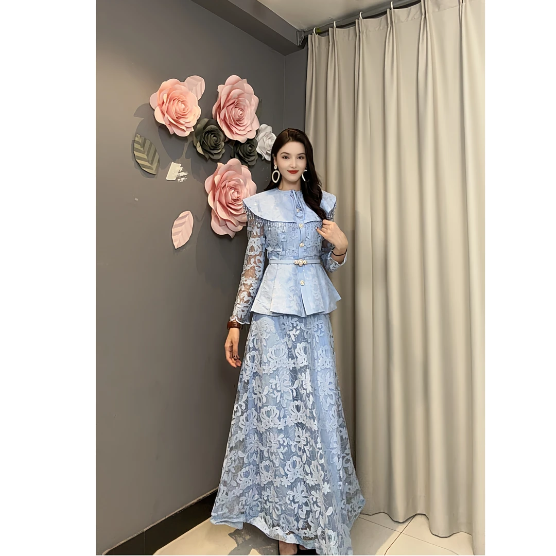 8948【包邮】名媛千金公主轻奢高级新款气质两件套套装