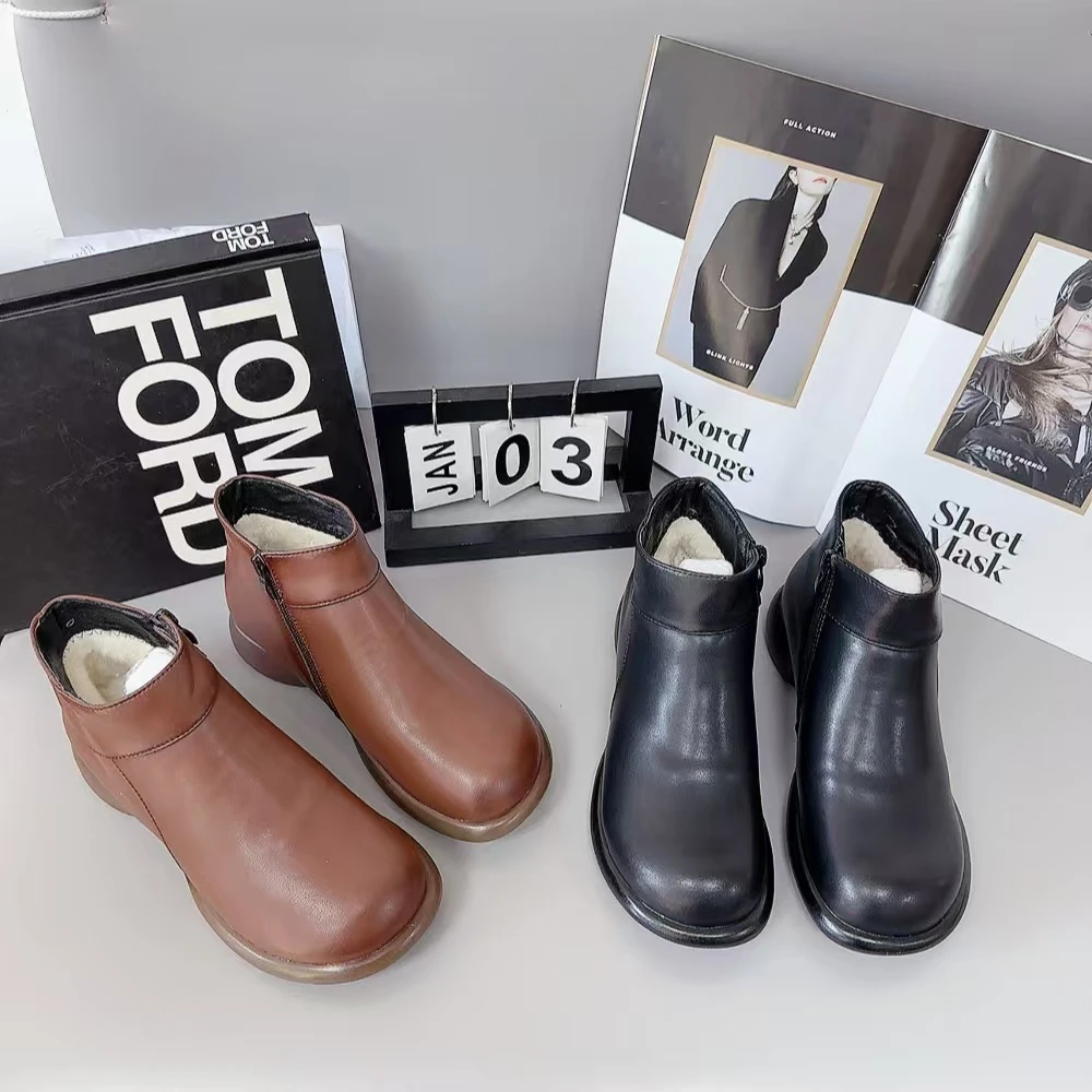 2118-1新款侧拉链圆头舒适百搭软底马丁靴