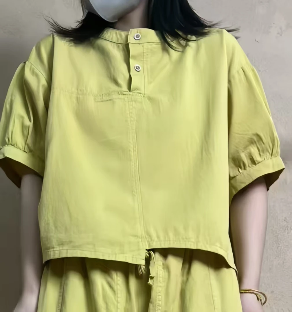 夏季新款时尚彩色休闲斜纹棉衬衫女显瘦短款上衣