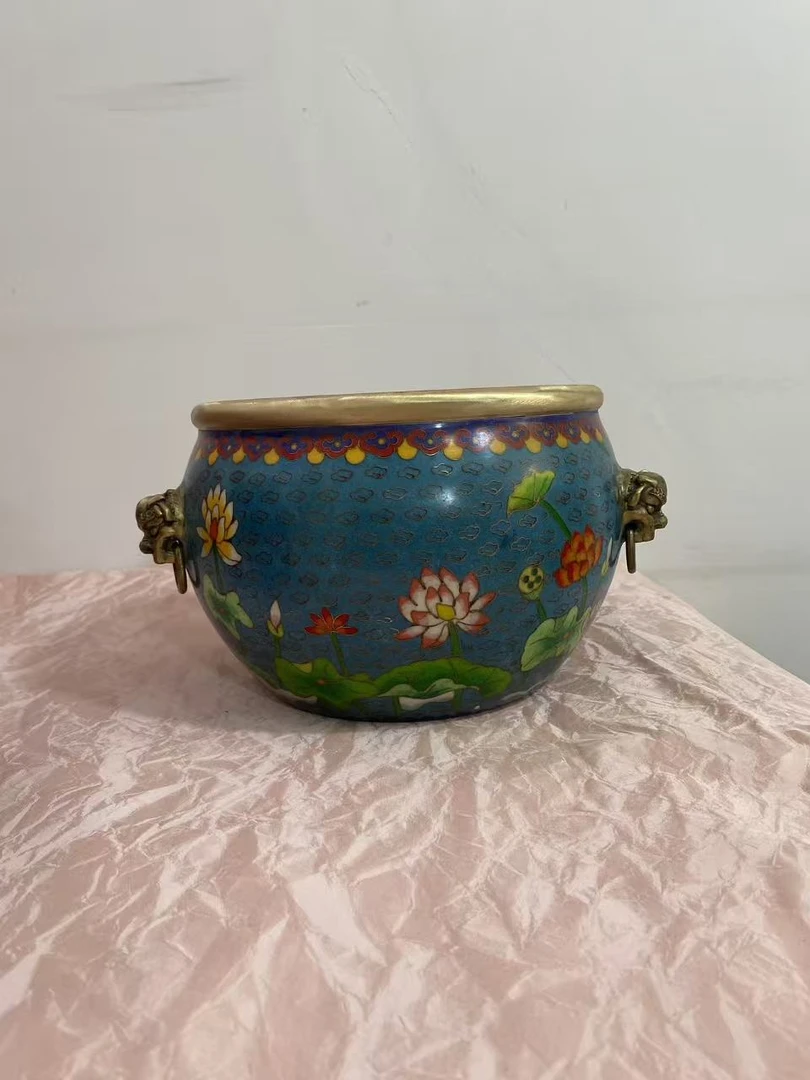 FL01景泰蓝铜胎莲花双耳缸